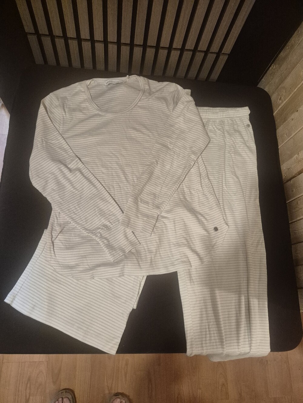 5/$50. Women's Long-Sleeve Pajama Set in Light Gray Stripe